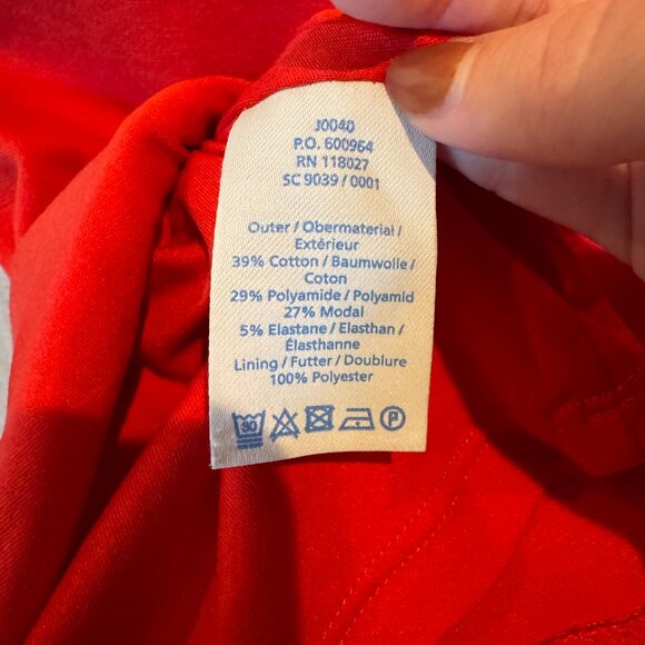 Boden Red Ruched Sheath Dress Size 8 Short Sleeve Stretch Midi Workwear Chic - Picture 8 of 10